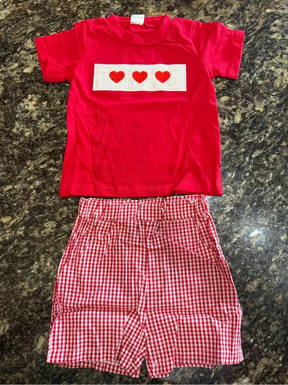 NEW Toddler Smocked Valentines Day Gingham Set 12-18 mo